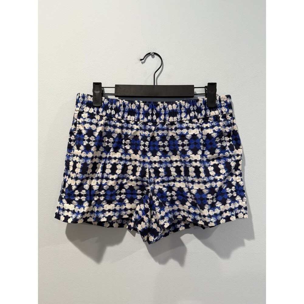 J Crew Shorts Womens 8 Geometric Linen Cotton Pockets Travel Coastal Vacation